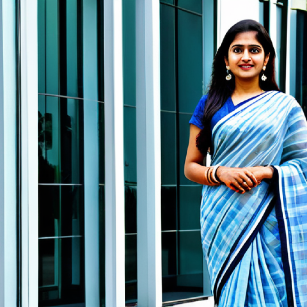 **

"A professional businesswoman in a modest sari, standing confidently in front of a modern glass office building in Mumbai, fully clothed, appropriate attire, safe for work, perfect anatomy, correct proportions, professional photography, high quality, family-friendly."

**