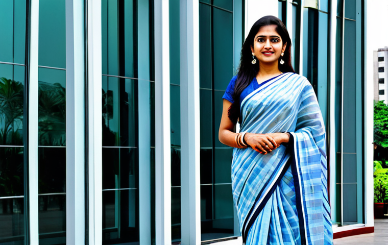 **
"A professional businesswoman in a modest sari, standing confidently in front of a modern glass office building in Mumbai, fully clothed, appropriate attire, safe for work, perfect anatomy, correct proportions, professional photography, high quality, family-friendly."
**