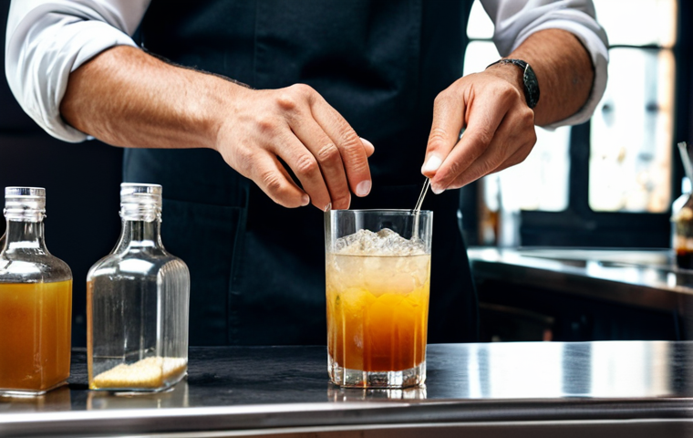 바텐더로서의 주류 트렌드 파악법 - Seasonal Cocktail Creation**

"A professional bartender, fully clothed in appropriate bar attire, pr...