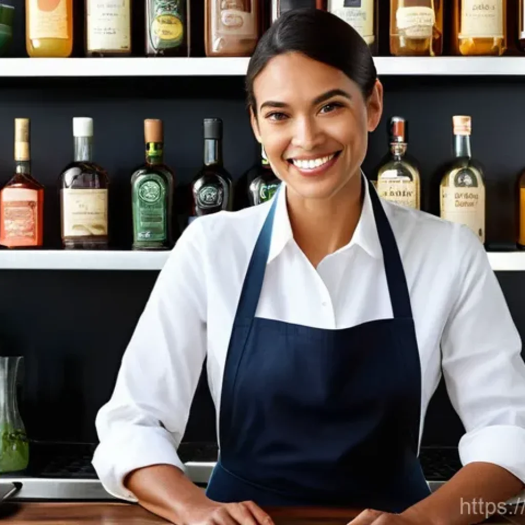 바텐더 스킬 향상을 위한 팁 - **Prompt: "A skilled and thoughtful bartender, a woman with a kind smile, stands behind an elegant b...